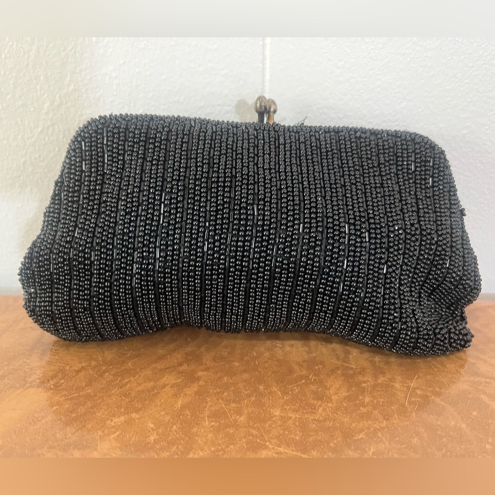 Vintage 1970’s Black Beaded Clutch